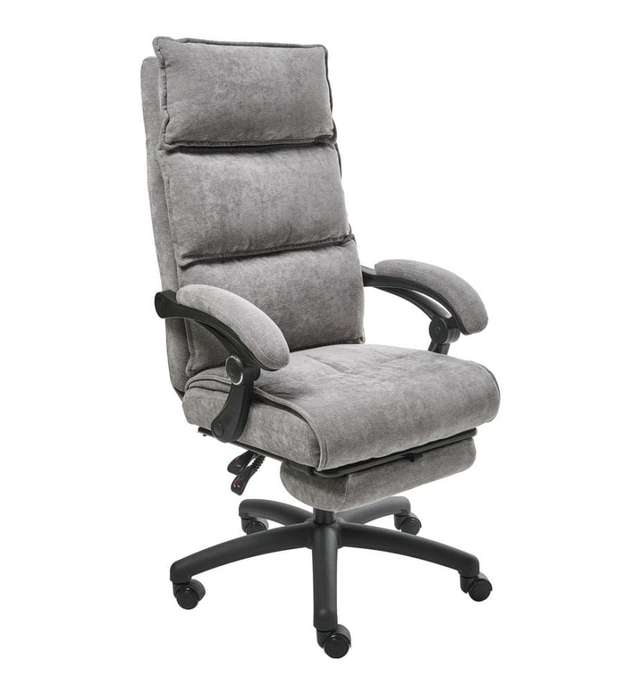 Fauteuil de bureau Repose-pieds inclus EATON Tissu chenille Gris