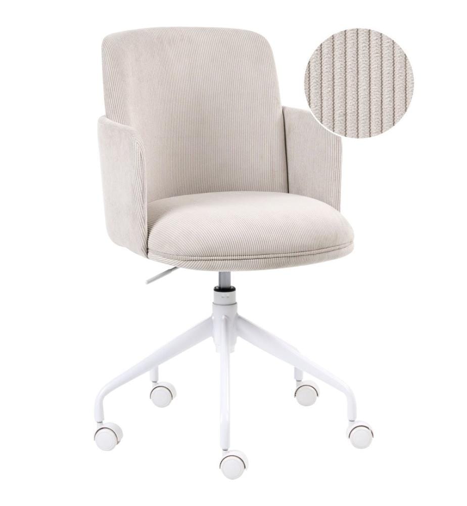 Chaise de bureau DRYDEN Velours côtelé Beige clair