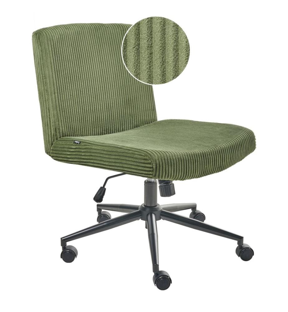 Chaise de bureau GEDDES Velours côtelé Vert