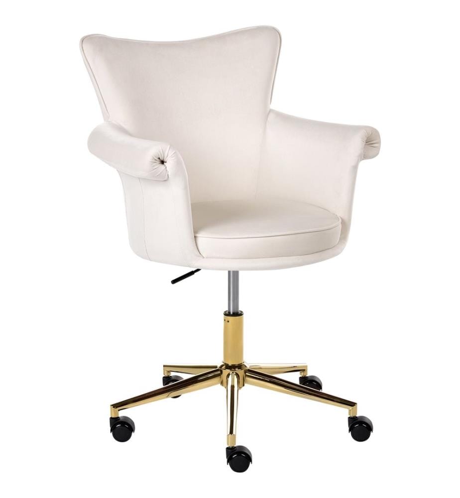 Chaise de bureau VELENCIA Velours Blanc cassé