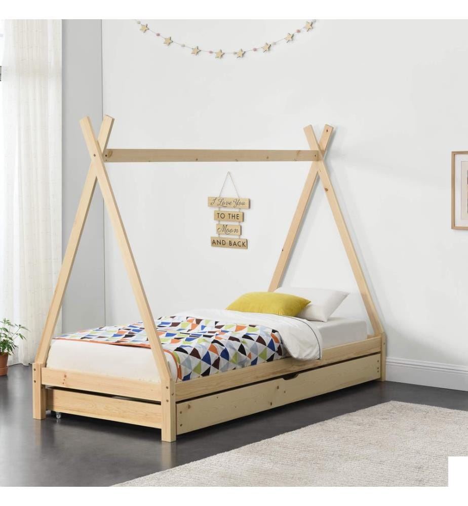 Lit d'enfant Cree 90x200 cm Tipi indien en bois