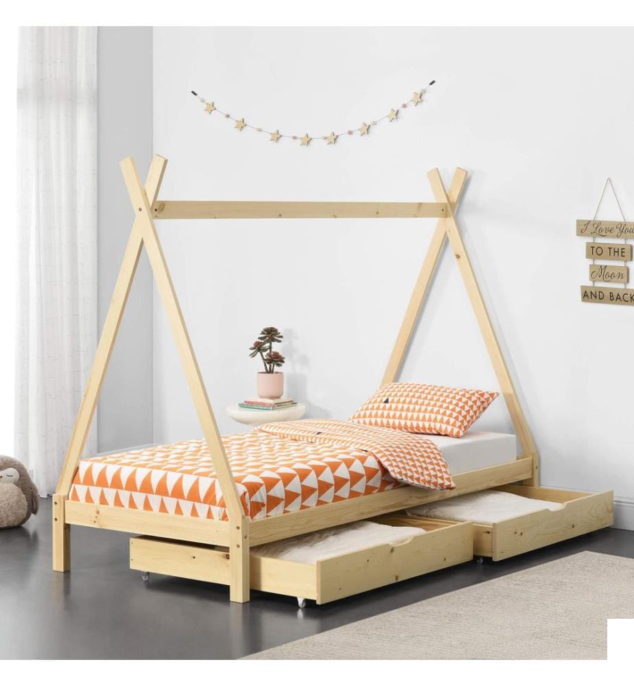 Lit d'enfant Maine 90x200 cm Tipi indien en bois