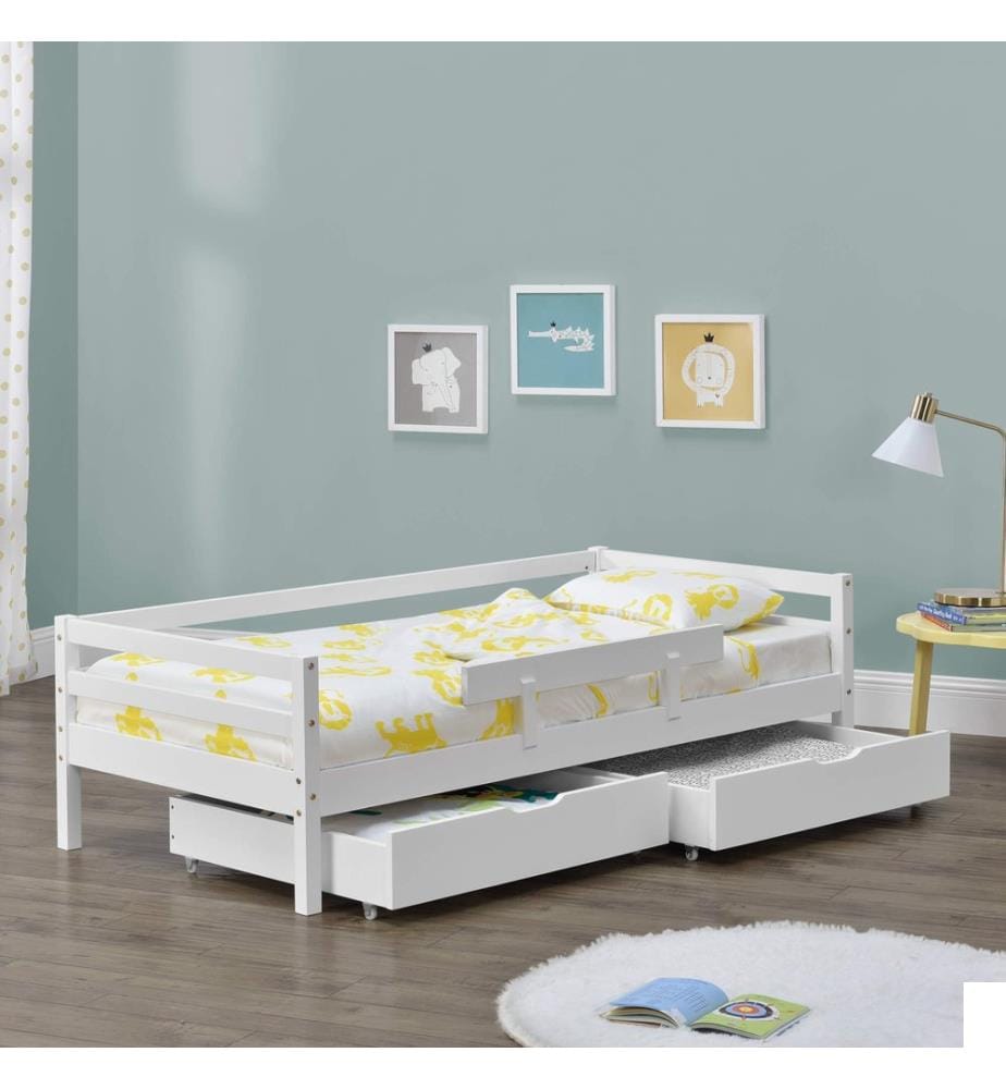 Lit d'enfant Reykholt 90x200 cm avec espace de rangement Protection antichute