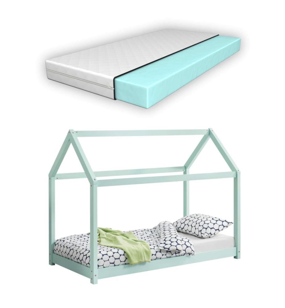 Lit d'enfant Netstal 80x160 cm avec matelas Mint