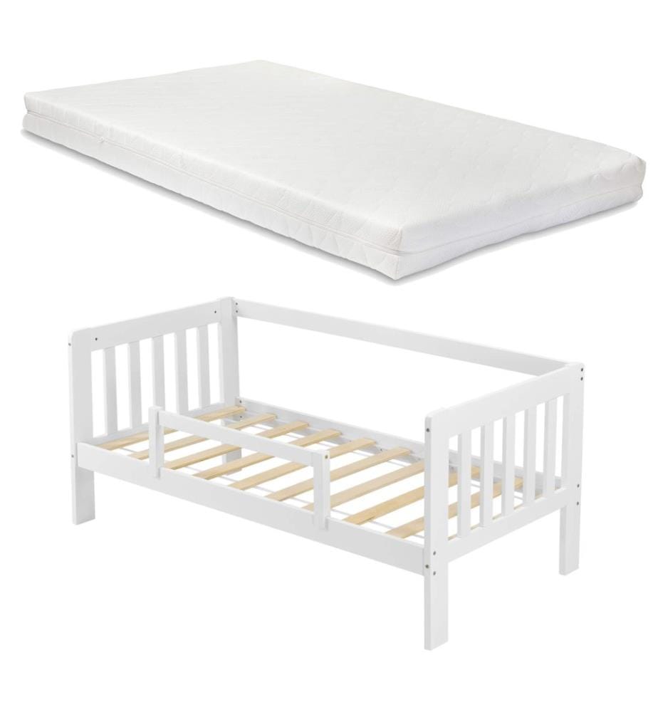 Lit d'enfant Selfoss 90x200 cm avec matelas et barrière de protection