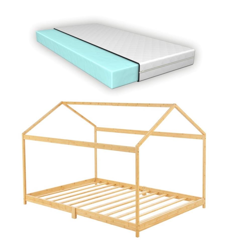 Lit d'enfant Vindafjord 80x160 cm bambou avec matelas