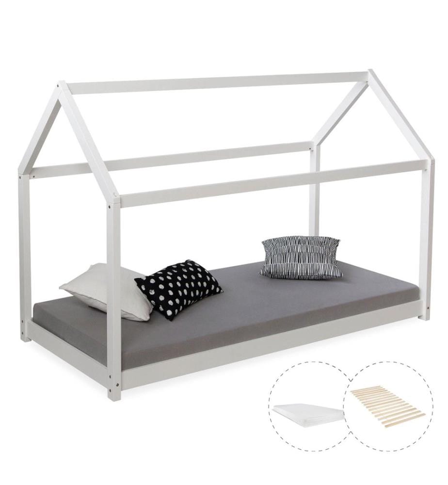 Lit d'enfant 90x200 cm en bois blanc