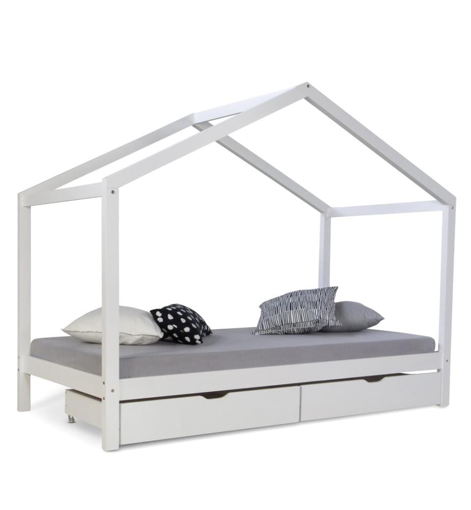 Lit d'enfant 90x200 cm en bois blanc