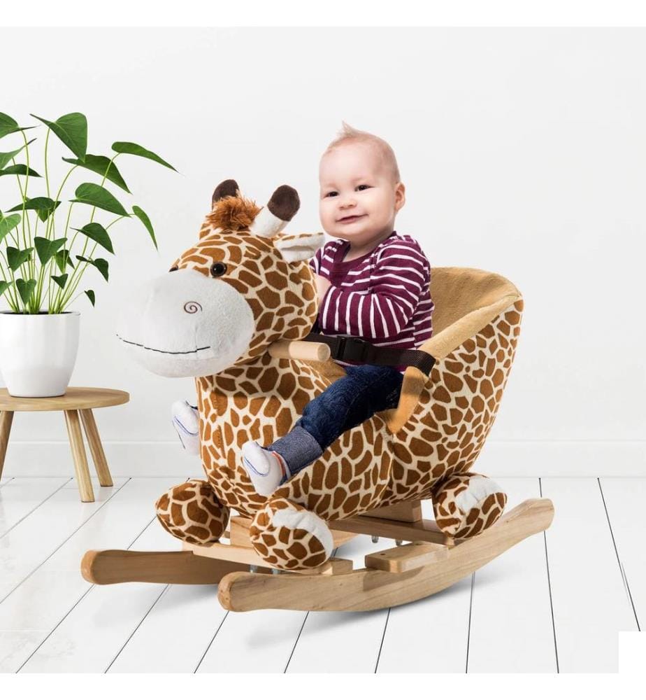 Cheval à bascule en forme de girafe avec musique
