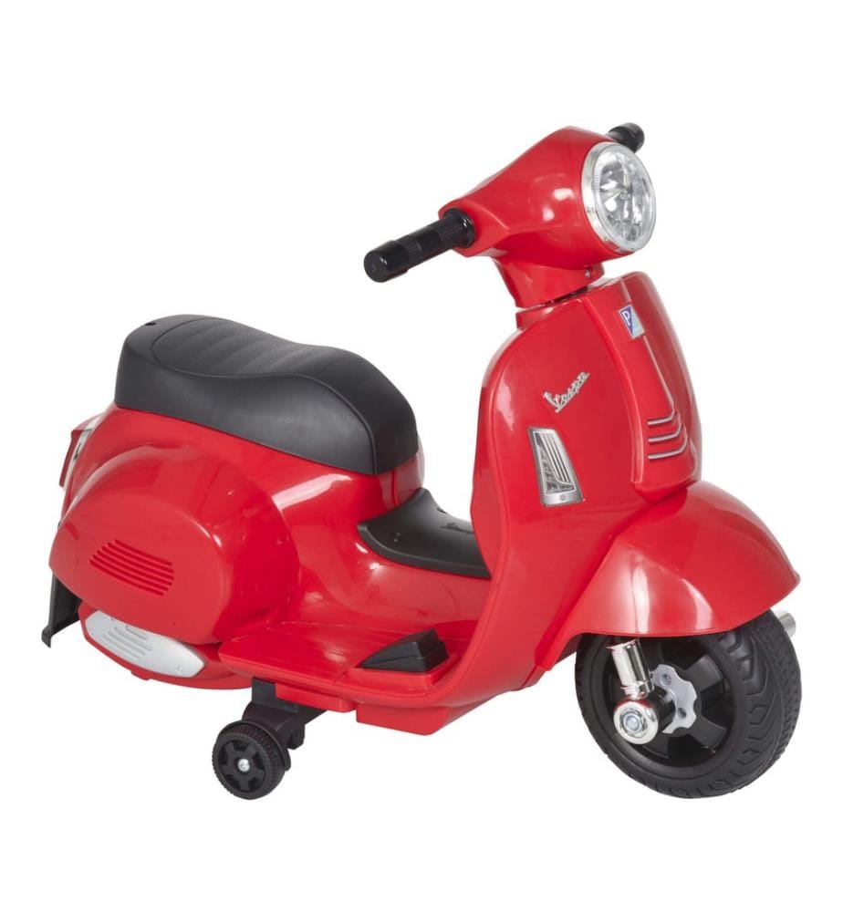Moto électrique pour enfants Vespa avec roues d'appui, rouge
