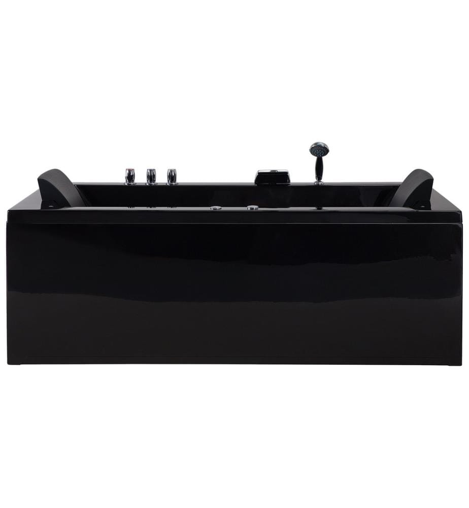 Baignoire d'angle à remous avec LED VARADERO Côté gauche 183 x 90 cm Noir