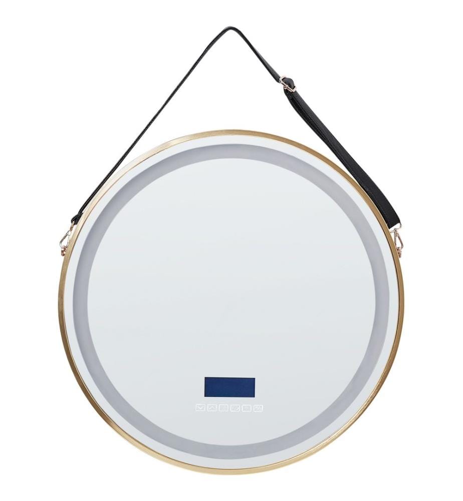 Miroir de salle de bain LED DAROIS 60 cm 60 cm Avec haut-parleur Bluetooth intégré Doré