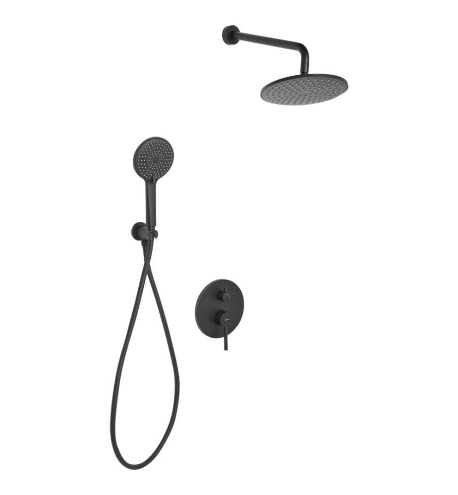 Ensemble de douche encastrée avec douche pluie PUELO Noir