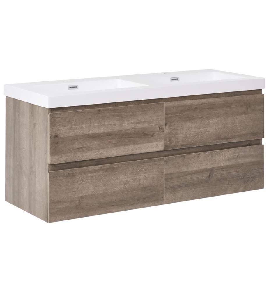 Meuble-lavabo double à fixation murale VIEDMA Taupe