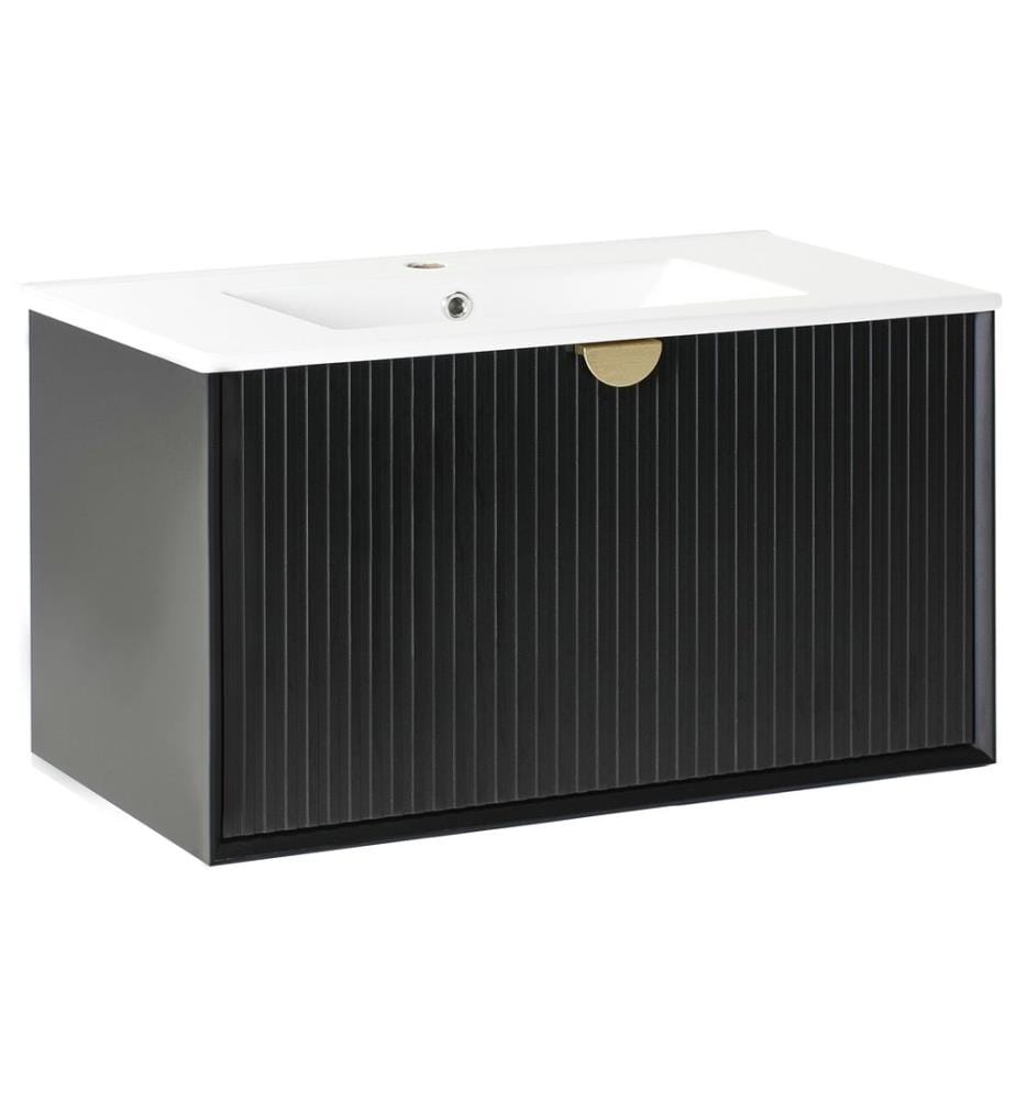 Meuble-lavabo mural avec vasque BONAIRE Noir