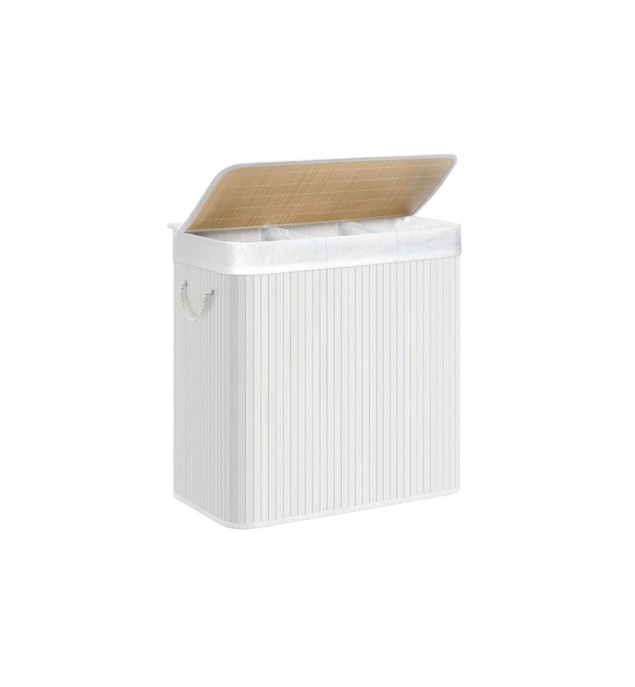 Songmics - Corbeille à linge avec couvercle 150 l, Blanc