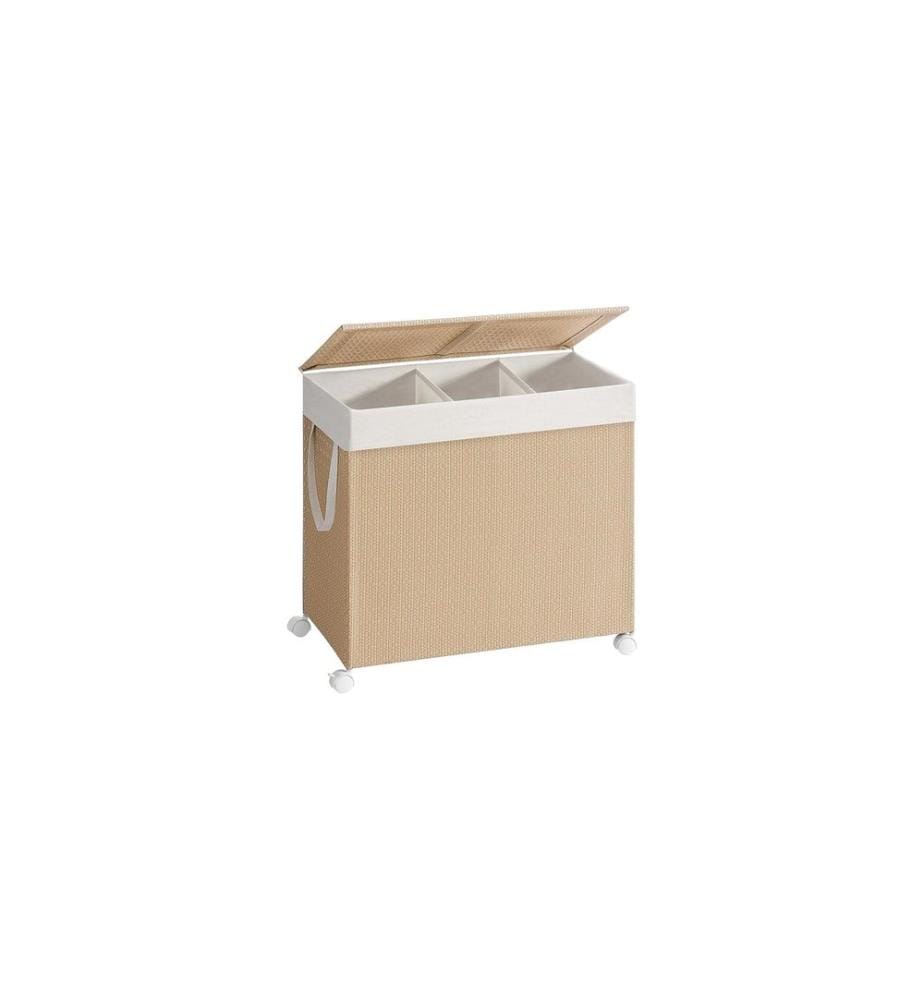 Songmics - Corbeille à linge avec 3 compartiments 140 l, Beige