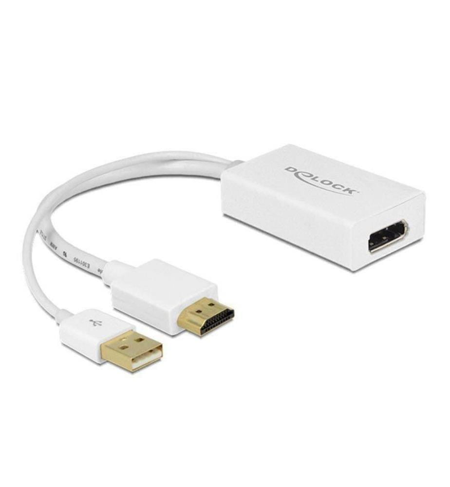 DELOCK - Adaptateur HDMI  DisplayPort Blanc, 4K, alimentation USB
