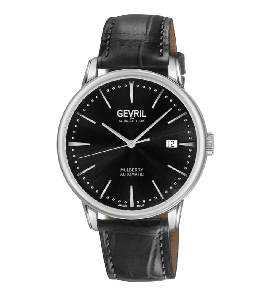 Montren Acier Inoxydable en Cuir Italien Noir - 42 mm