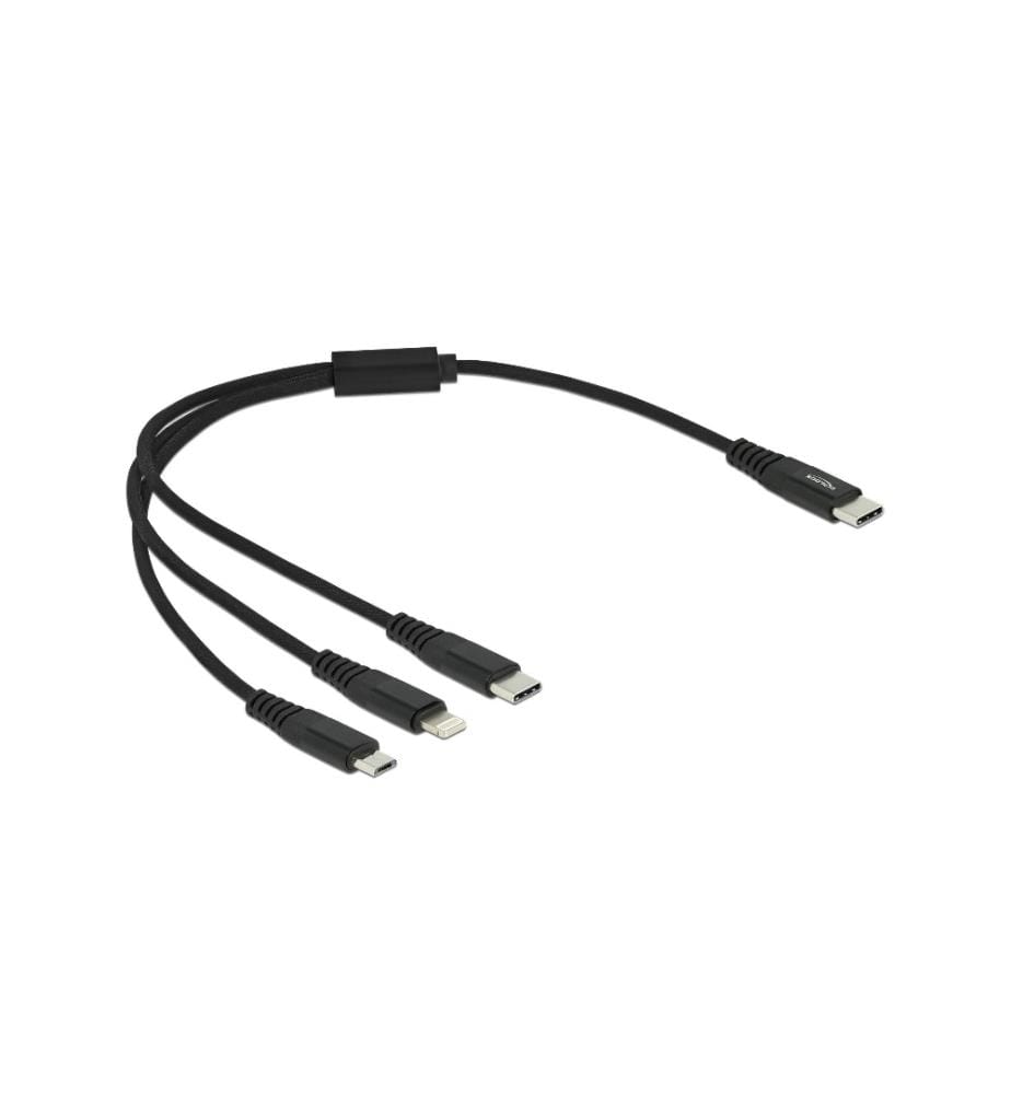 DELOCK - Câble chargeur USB USB C - Lightning/Micro-USB B/USB C 0.3 m