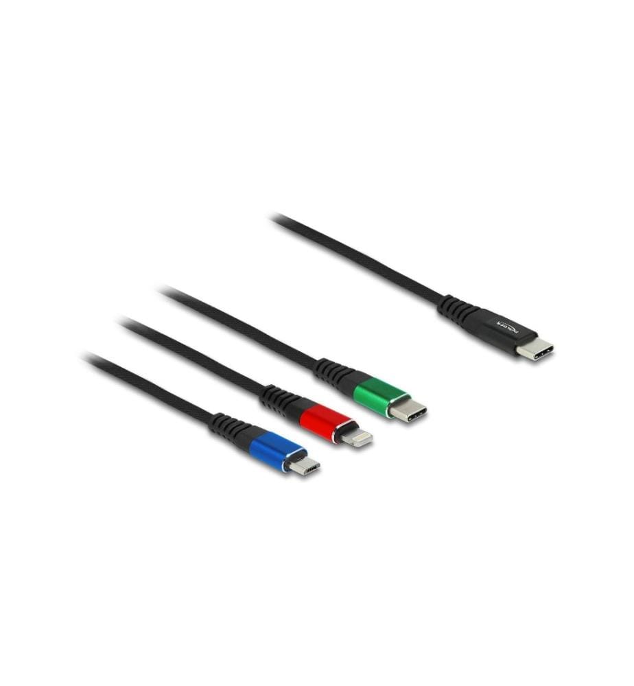 DELOCK - Câble chargeur USB USB C - Lightning/Micro-USB B/USB C 0.3 m
