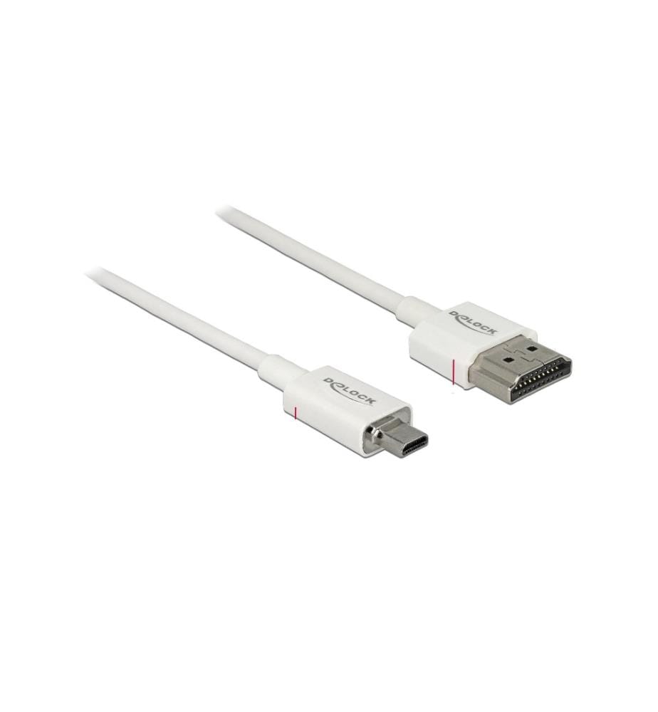 DELOCK - Câble 4K 60Hz HDMI - Micro HDMI (HDMI-D), 2 m, Blanc
