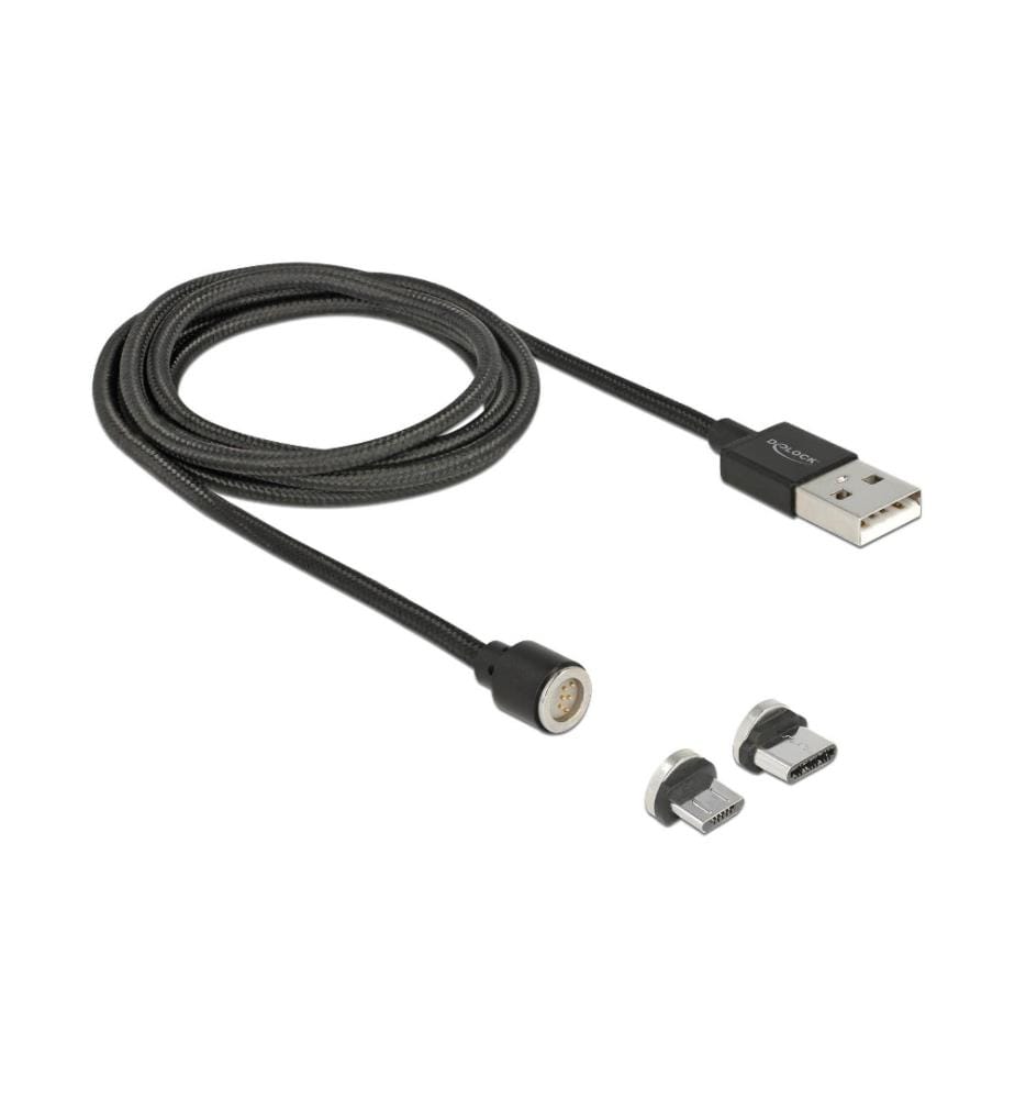 DELOCK - Câble USB magnétique 2in1 USB A - Micro-USB B/USB C 1.1 m
