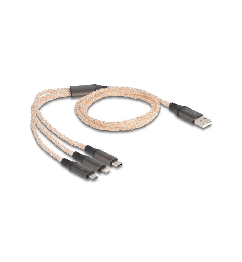 DELOCK - Câble chargeur USB USB A - Lightning/Micro-USB B/USB C 1.2 m