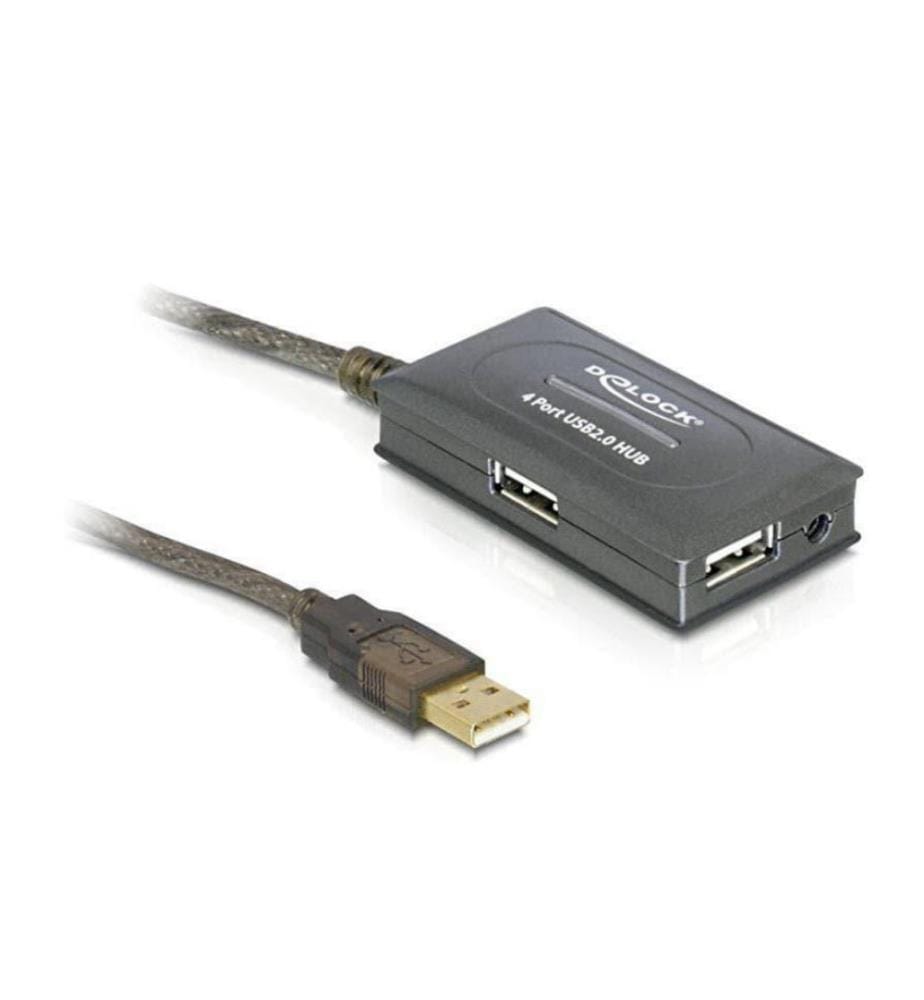 DELOCK - Câble de prolongation USB 2.0 avec HUB à 4 ports USB A - USB A 10 m