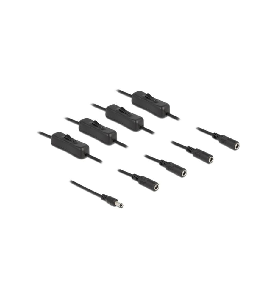 DELOCK - Connecteur à fiche creuse Câble CC 5.5 x 2.1 mm à 4 x CC avec interrupteur, 1 m