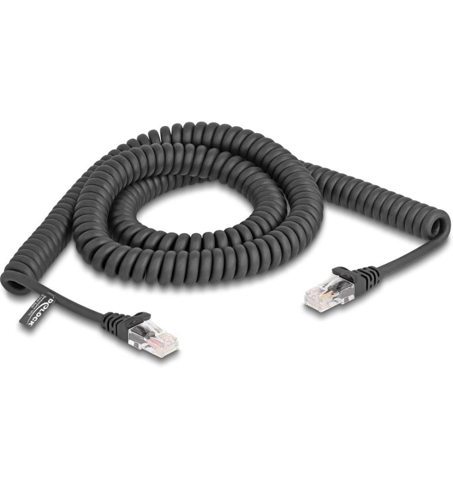 DELOCK - Câble patch Câble spiralé Cat 5e, UTP, 3 m, Noir