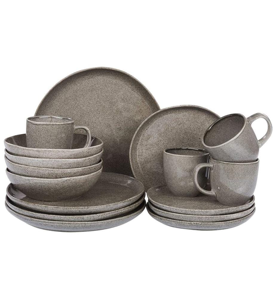 Set de 16 couverts de table COSTMARY Grès Gris
