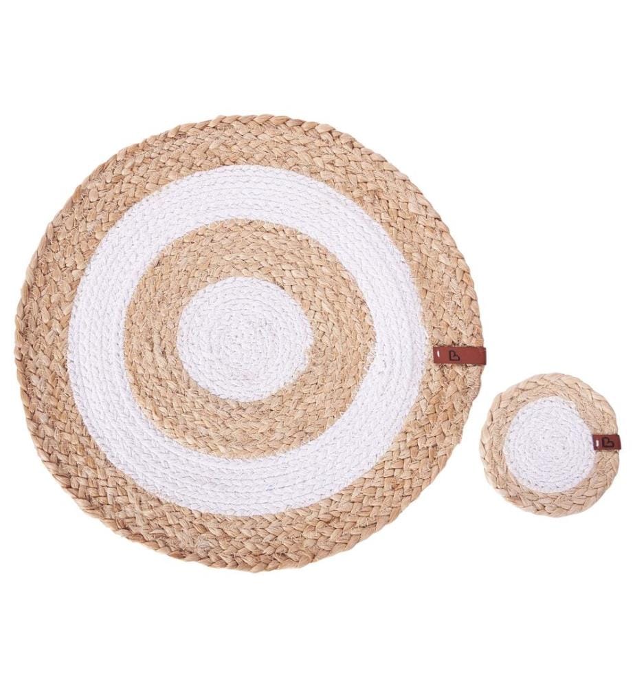 Ensemble sets de table et sous-verres TUMERIC Jute Naturel