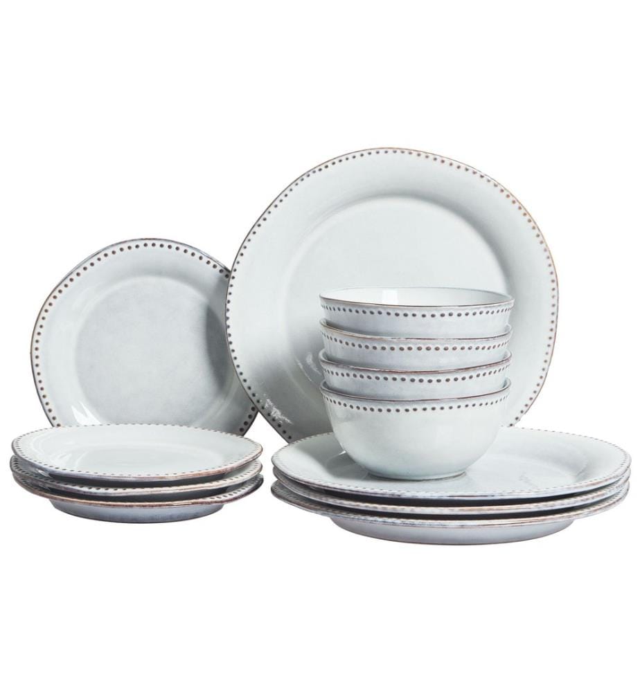 Set de 12 couverts de table CHERVIL Grès Bleu clair