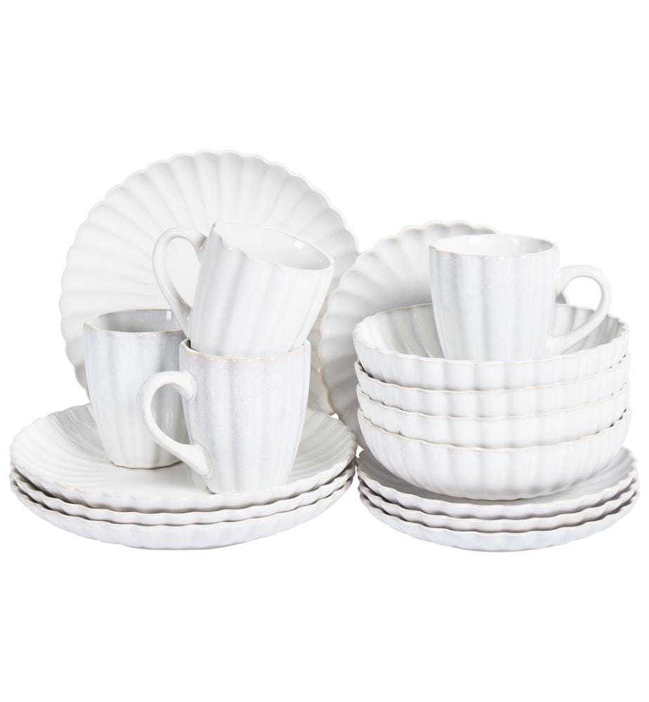 Set de 16 couverts de table NETTLE Grès Blanc cassé