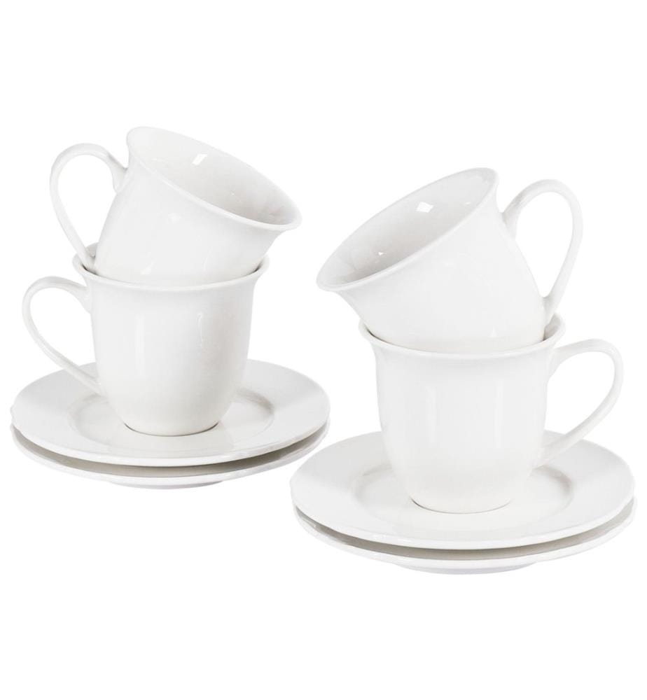 Set de 4 tasses avec soucoupes ELDERBERRY Porcelaine Blanc