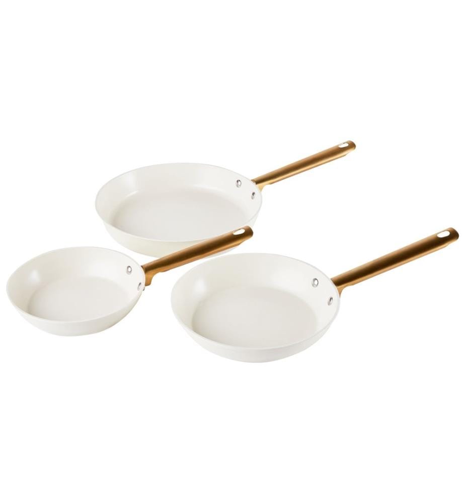 Ensemble de 3 poêles à frire ELITE PRO Blanc cassé