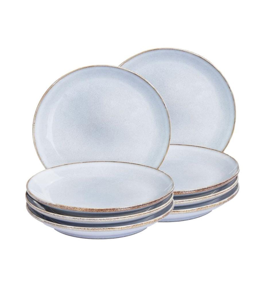 Lot de 8 assiettes à dessert JUNIPER Grès Bleu clair