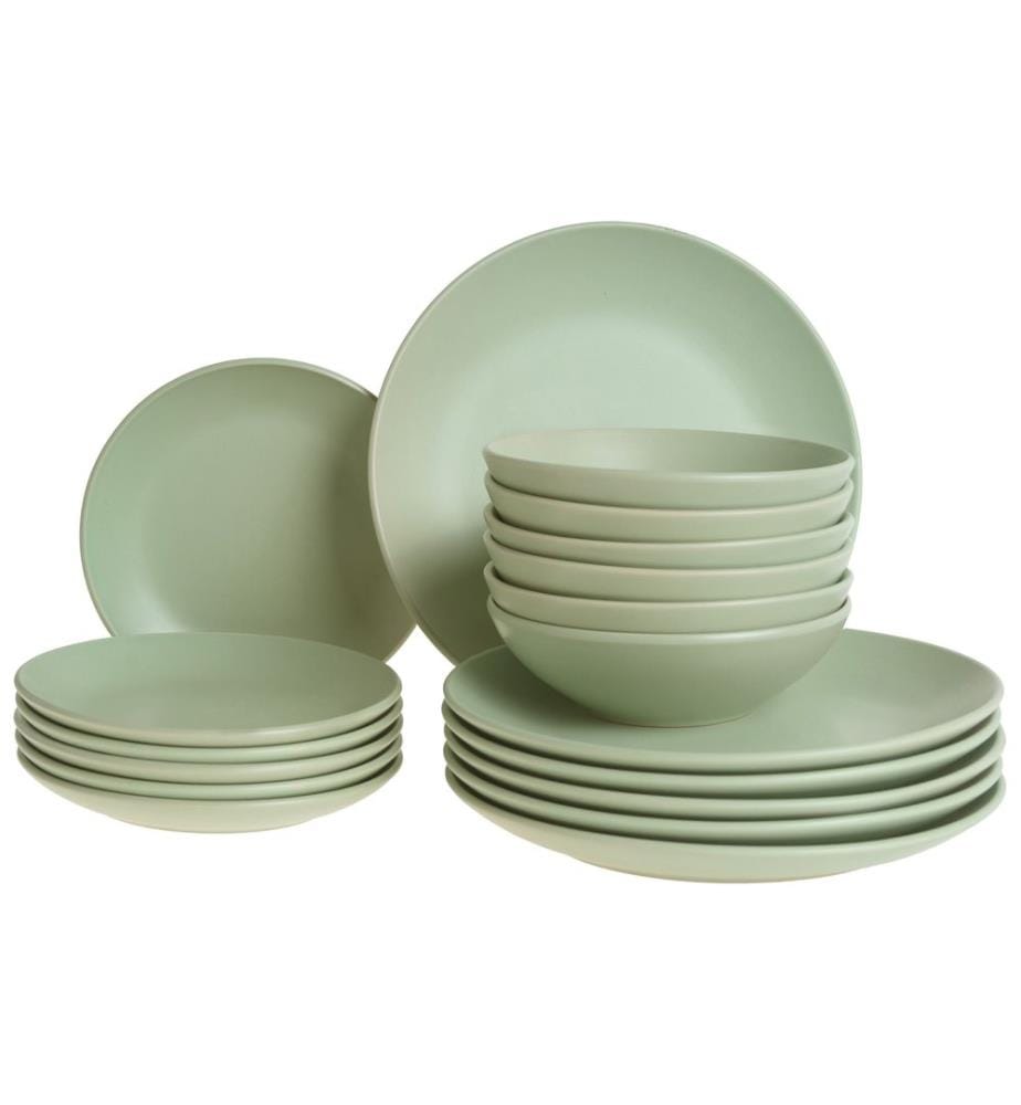 Set de 18 couverts de table VIVANI Grès Vert