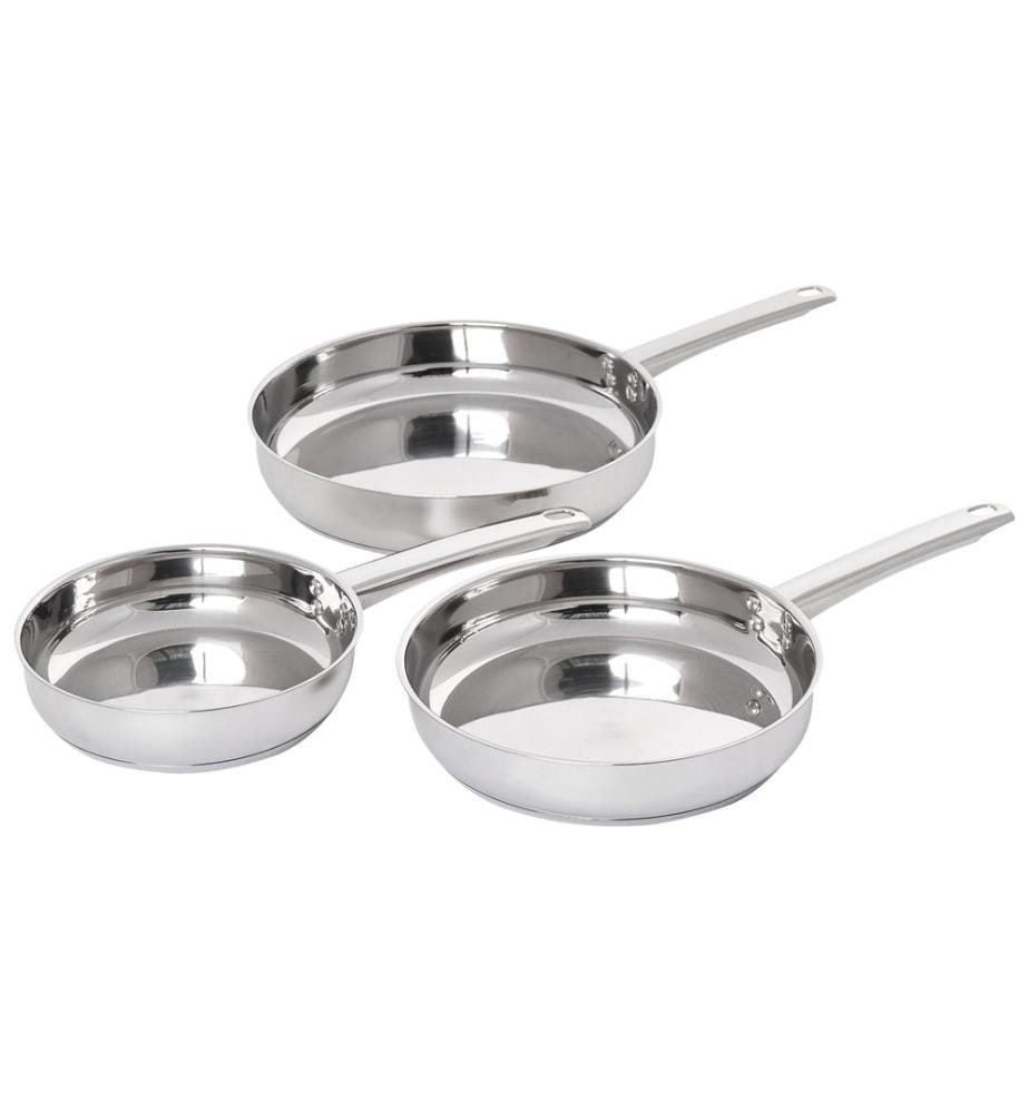 Ensemble de 3 poêles à frire PRIMECOOK Acier inox Argenté