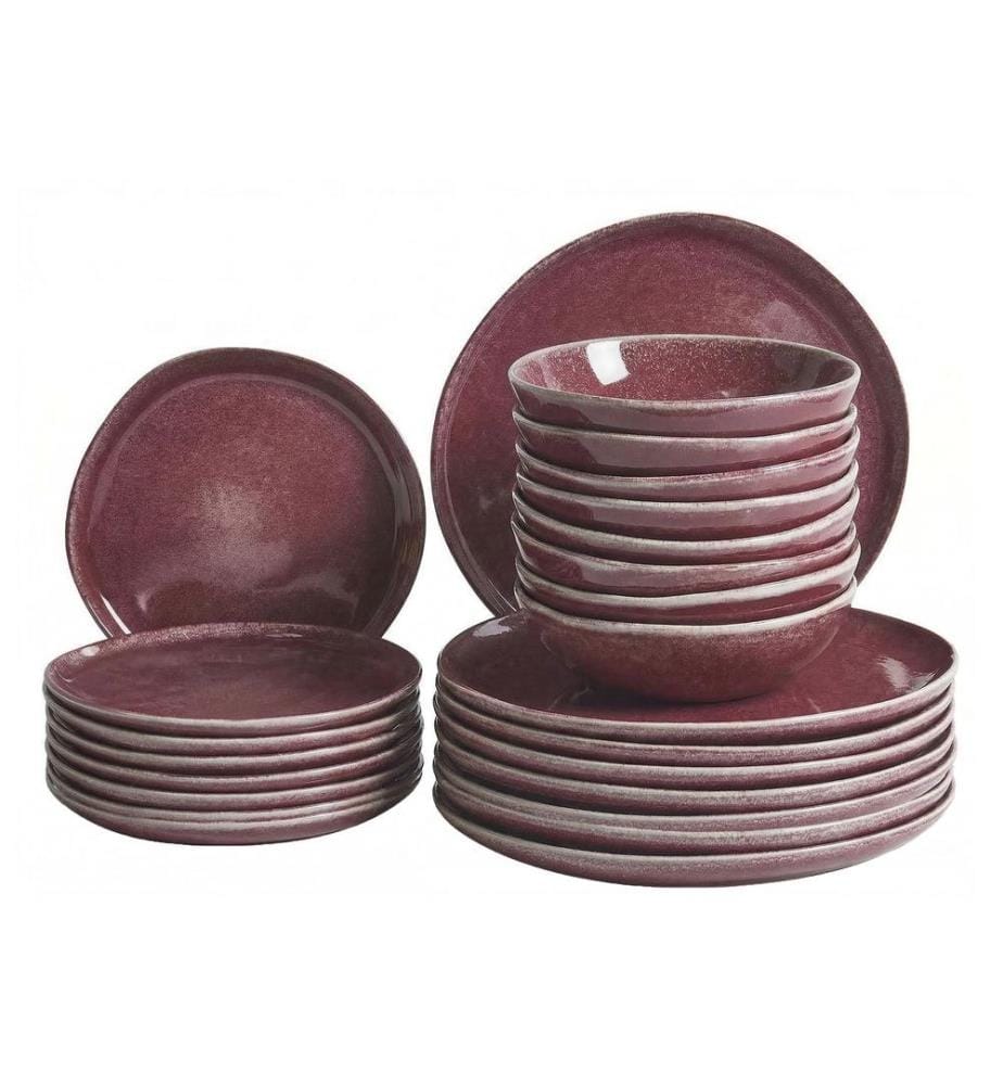 Set de 24 couverts de table HOPS Grès Rouge Bordeaux