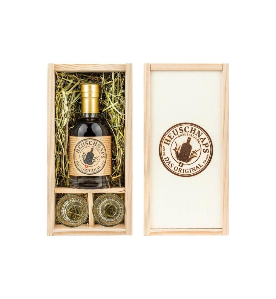Heuschnaps - Coffret cadeau Liqueur aux herbes L'original 0.2 l & 2 verres