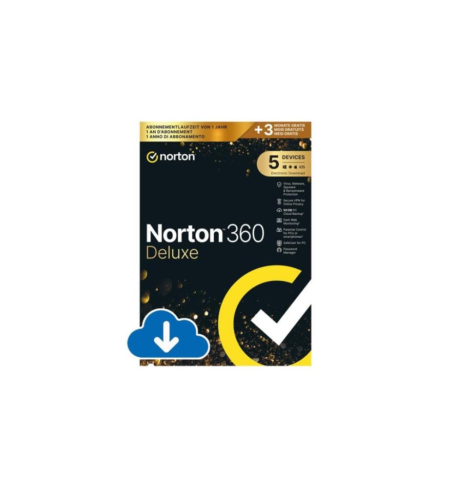 Norton - Norton - 360 Deluxe GOLD Ed. ESD, 5 Dispositif, 1 an + 3 mois