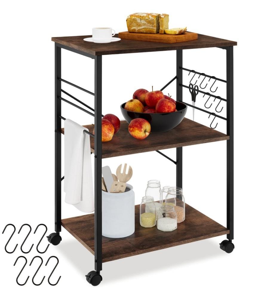 Chariot de service Rugby 65,5x45,5x88,5 cm - Bois foncé industriel, rustique