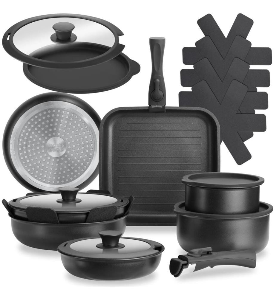 Batterie de casseroles PARMA de 17 pièces, adaptée à linduction - noir
