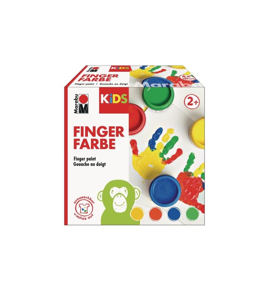 MARABU - Peinture aux doigts 4 x 100 ml, Multicolore