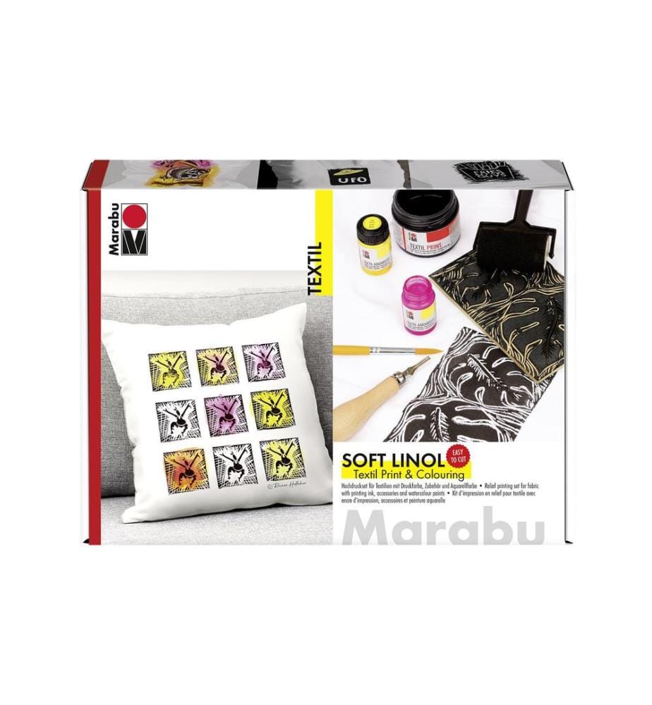 MARABU - Peinture pour textile Soft Linol Print & Colouring Set Haute pression