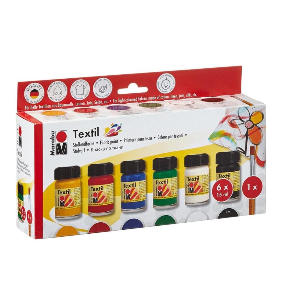 MARABU - Peinture pour textile Kit de départ textile, multicolore