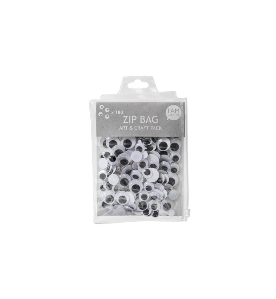 I AM CREATIVE - Yeux vacillants Zip Bag 180 pièces, 10 - 20 mm