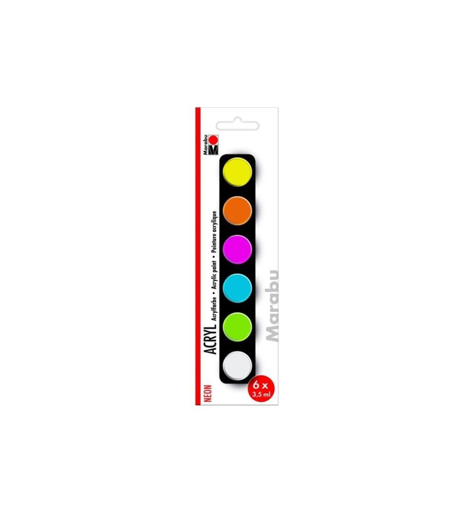MARABU - Peinture acrylique Set néon, 6 x 3.5 ml